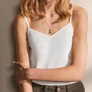 Boden 100% Silk Cami Tank Top in Cream White